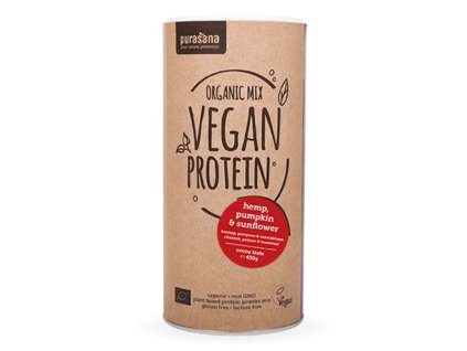 Purasana Vegan Protein MIX BIO 400g kakao (dýně, slunečnice, konopí) (Varianta Vegan Protein MIX BIO 400g kakao (dýně, slunečnice, konopí))