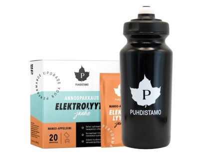 Puhdistamo Electrolyte Powder 20x5g (100g) + láhev 500ml ZDARMA (Příchuť mango orange)