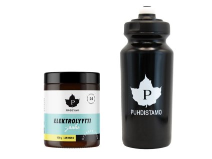 Puhdistamo Electrolyte Powder 120g + láhev 500ml ZDARMA (Příchuť lemon lime)