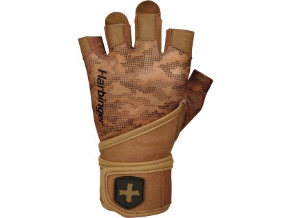 Harbinger 2.0 Pro Wristwrap Tan Camo, unisex fitness rukavice s omotávkou zápěstí, Velikost M (Varianta Harbinger 2.0 Pro Wristwrap Tan Camo, unisex fitness rukavice s omotávkou zápěstí, Velikost M)