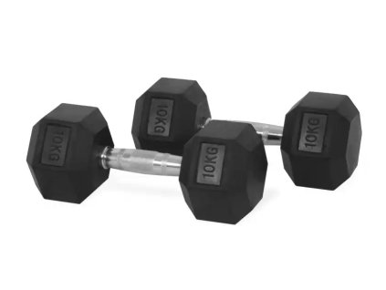Jednoruční pogumovaná činka hexagonální 10 kg