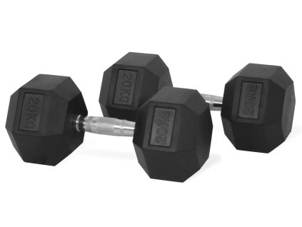 Jednoruční pogumovaná činka hexagonální 20 kg