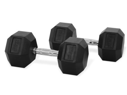 Jednoruční pogumovaná činka hexagonální 22,5 kg
