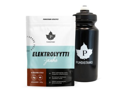 Puhdistamo Electrolyte Powder 240g + láhev 500ml ZDARMA (Varianta Electrolyte Powder 240g lemon cola (Sitruuna cola) + láhev 500ml ZDARMA)