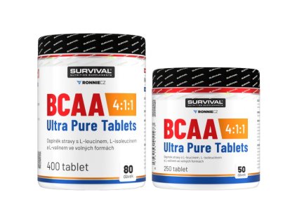 Survival BCAA 4:1:1 Ultra Pure Tablets - akce 400 tbl + 250 tbl zdarma (Velikost 1 pack)