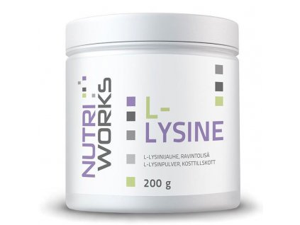 NutriWorks L-Lysine 200g  + ZDARMA tester produktu (protein, nakopávač, tyčinka)