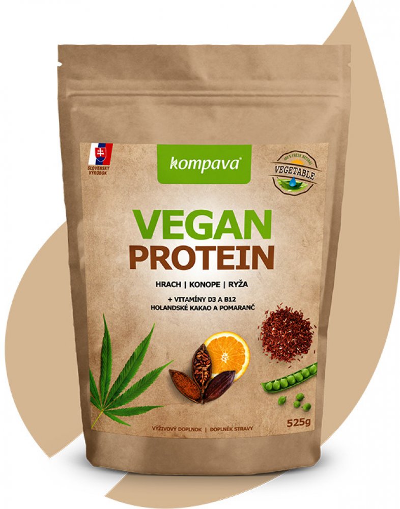 Kompava Vegan Protein 525 g Příchuť: pomeranč + čokoláda