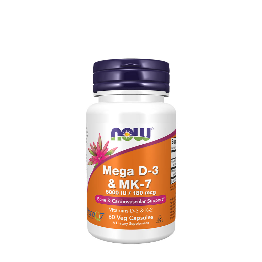 Now Foods Now Mega D-3 & MK-7 5000 IU & 180 μg 60 kapslí