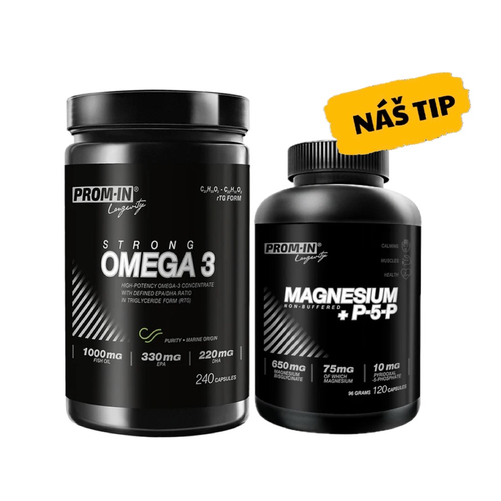AKCE - Prom-In Omega 3 Strong 240 cps + ZDARMA Magnesium+P5P 120 cps