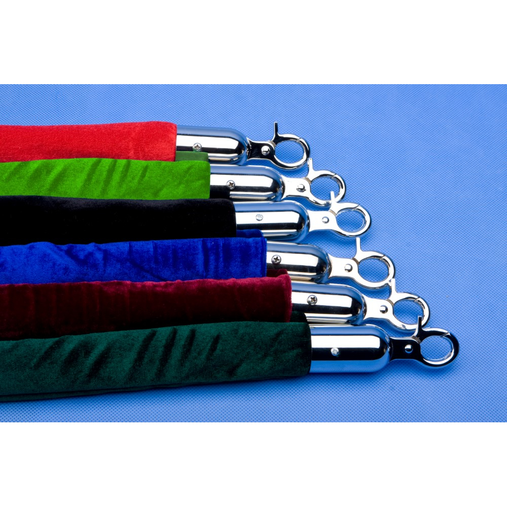 Sametové lano pro stříbrný sloupek 1,5 m Název: Barva lana tmavě zelená, koncovky stříbrné