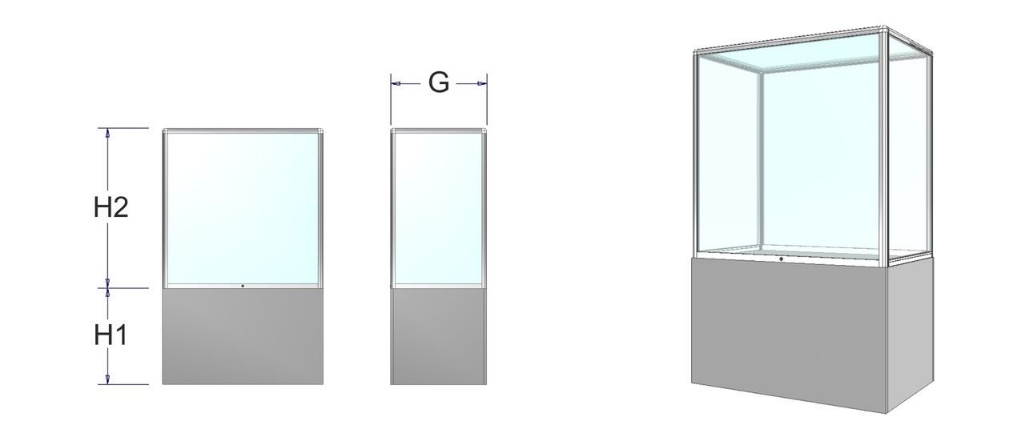 EXPOINT SPP Výstavní vitrína s plným podstavcem. Název: 80 x 80 x 70+100cm