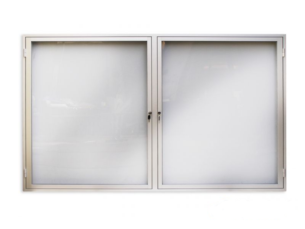 EXPOINT Závěsná vitrína s úzkým profilem, dělená dvoukřídlová Název: Formát 18xA4, rozměr: šířka 1550 x výška 1040 x hloubka 69mm