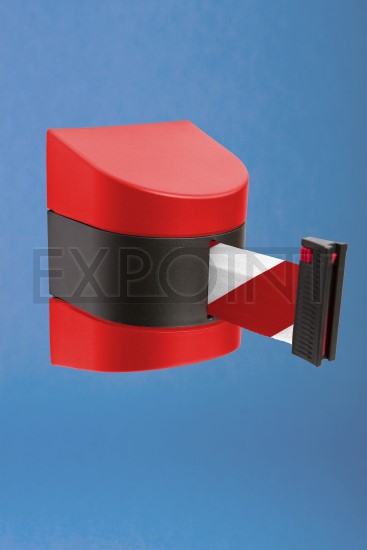 EXPOINT Nástěnná kazeta s páskou 10 m a brzdou Název: červeno-černý kryt, bílo-červená páska