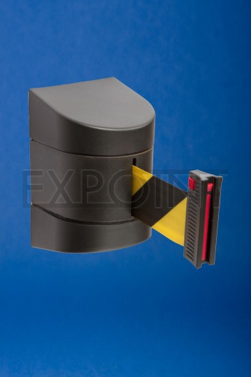 EXPOINT Nástěnná kazeta s páskou 10 m a brzdou Název: černý kryt, černo-žlutá páska