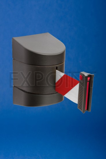 EXPOINT Nástěnná kazeta s páskou 10 m a brzdou Název: černý kryt, bílo-červená páska