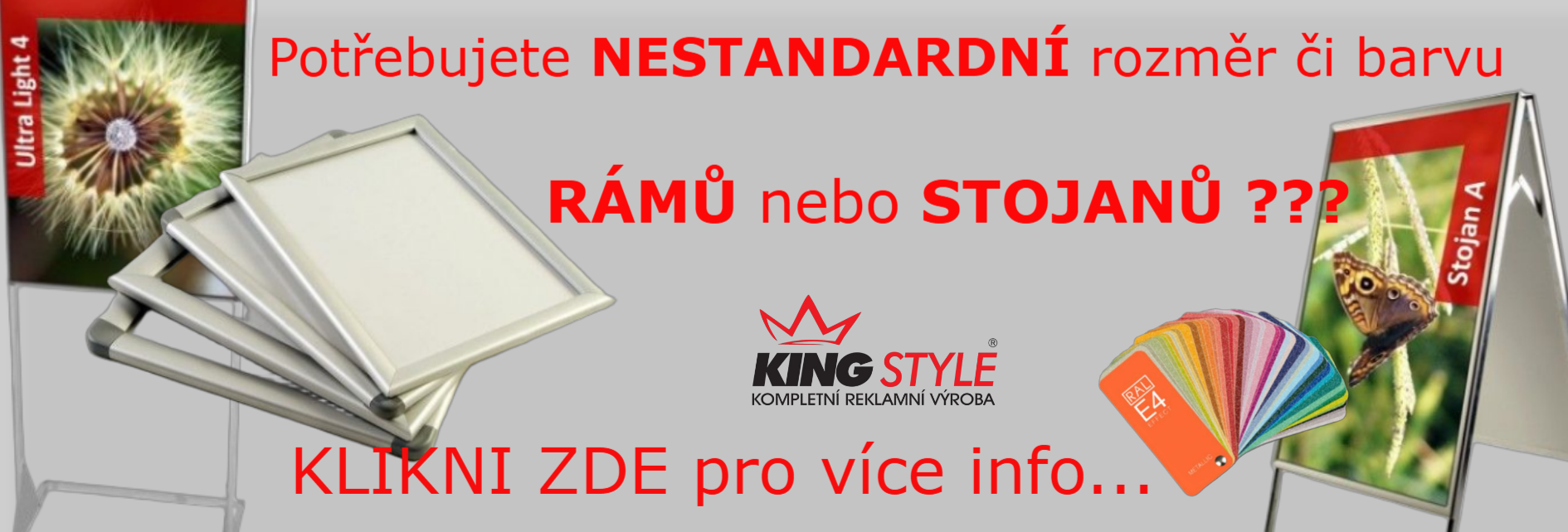 nabídka nestandardních velikostí rámů a stojanů