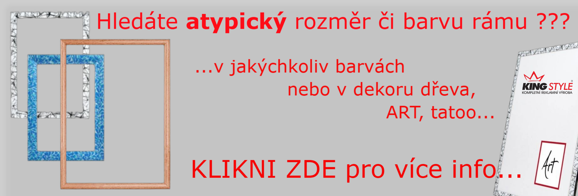 Nabídka nestandardních velikostí rámů