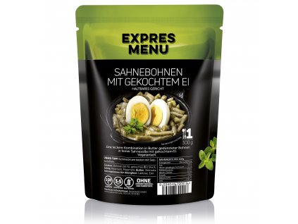 Sahnebohnen mit gekochtem Ei  1 PORTION