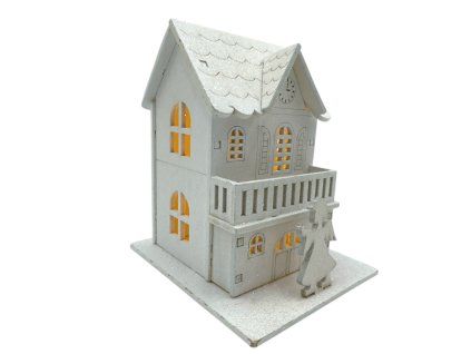 Dřevěný Vánoční domeček - Bílý městský dům
