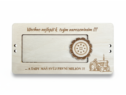 Dřevěná kazeta na peníze - MILIÓN - TRAKTOR 1