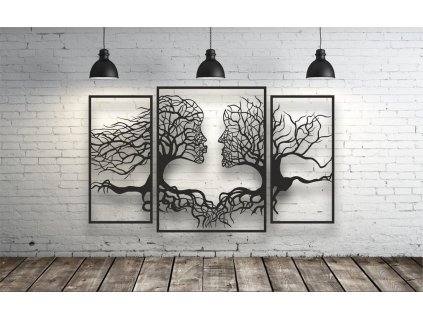Dřevěný obraz Strom života - 120 cm x 66 cm černá barva