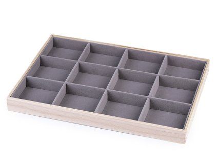 Dřevěné plato / organizér se sametem (Varianta 1 šedá, Balení 1 ks)