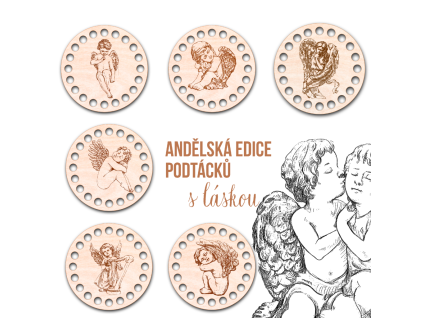 Sada 6KS tácků na háčkování z příze - Andělé s láskou