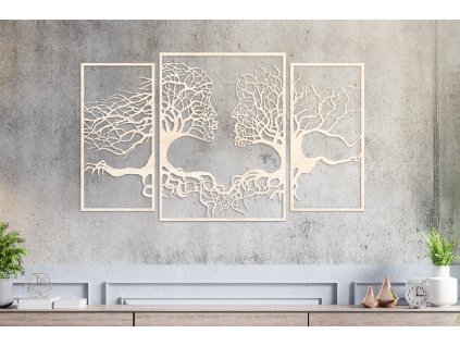 Dřevěný obraz Strom života - 120 cm x 66 cm přírodní dřevo