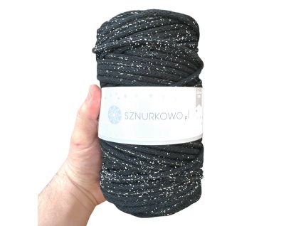 Sznurkowo Premium 0,5Kg příze na háčkování - SZ68- 5mm Antracit se stříbrnou nití