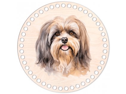 73 - Lhasa Apso - Víko na háčkovaný košík 20cm