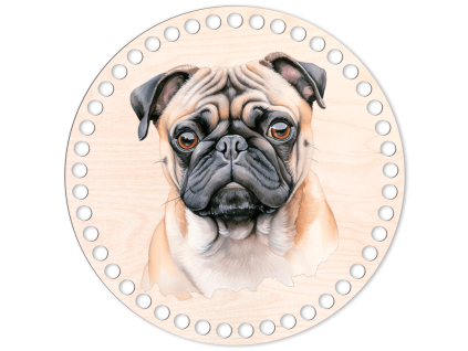 Mops - Víko na háčkovaný košík nebo podtácek