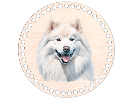 Samojed - Víko na háčkovaný košík nebo podtácek