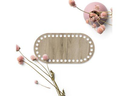Dřevěné dno na košík OVÁL typ A 20x10 cm Grey craft HDF
