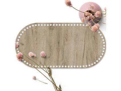 Dřevěné dno na košík OVÁL typ A 40x20 cm Grey craft HDF