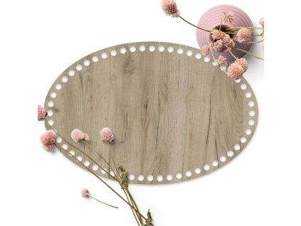 Dřevěné dno na košík OVÁL typ B 30x20cm Grey craft HDF