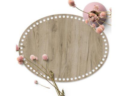 Dřevěné dno na košík OVÁL typ C 30x22 cm Grey craft HDF
