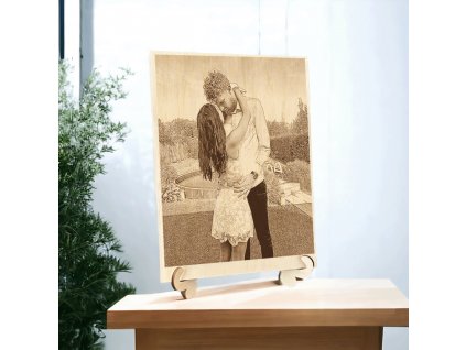 Fotka na dřevo - Zamilovaný pár (velikost A4)