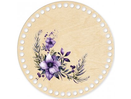Víko na háčkovaný košík - Kruh 20cm, Fialová Aranžmá květin