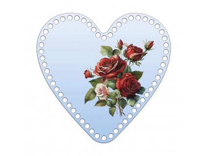 PLEXI transparentní víko na háčkovaný košík - Srdce 25cm, Rudé růže