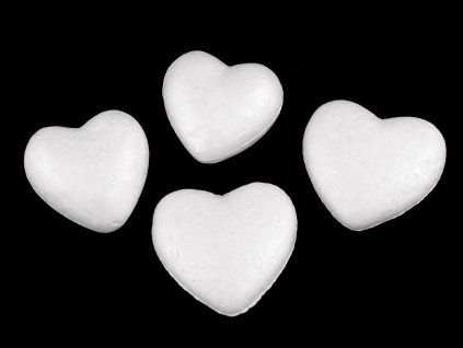 Srdce Ø6; 6,5 cm polystyren (Varianta 2 (Ø6,5 cm) bílá, Balení 20 ks)