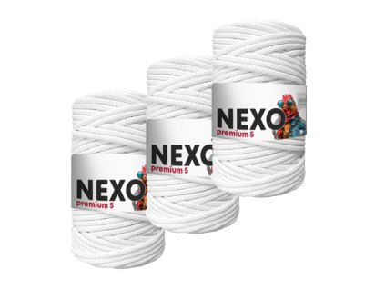 Zvýhodněný set 3ks NEXO premium 5mm  BÍLÁ - příze na háčkování (SNEX01) hmotnost 500g