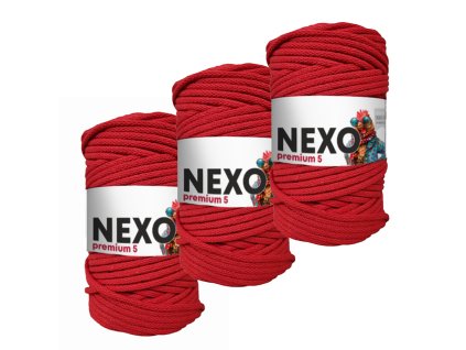 Zvýhodněný set 3ks NEXO premium 5mm  ČERVENÁ  - příze na háčkování (SNEX12) hmotnost 500g