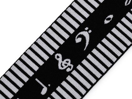 Pruženka měkká šíře 60 mm noty (Varianta černá bílá, Balení 1 m)
