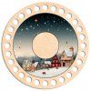 malý Vánoční svícen k obháčkování 13,3 cm - motiv vesnička