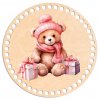 Víko na háčkovaný košík - Kruh 20cm, Medvídek (edice růžové vánoce)