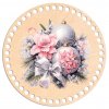 Víko na háčkovaný košík - Kruh 20cm, Jedlička s ozdobama (edice růžové vánoce)