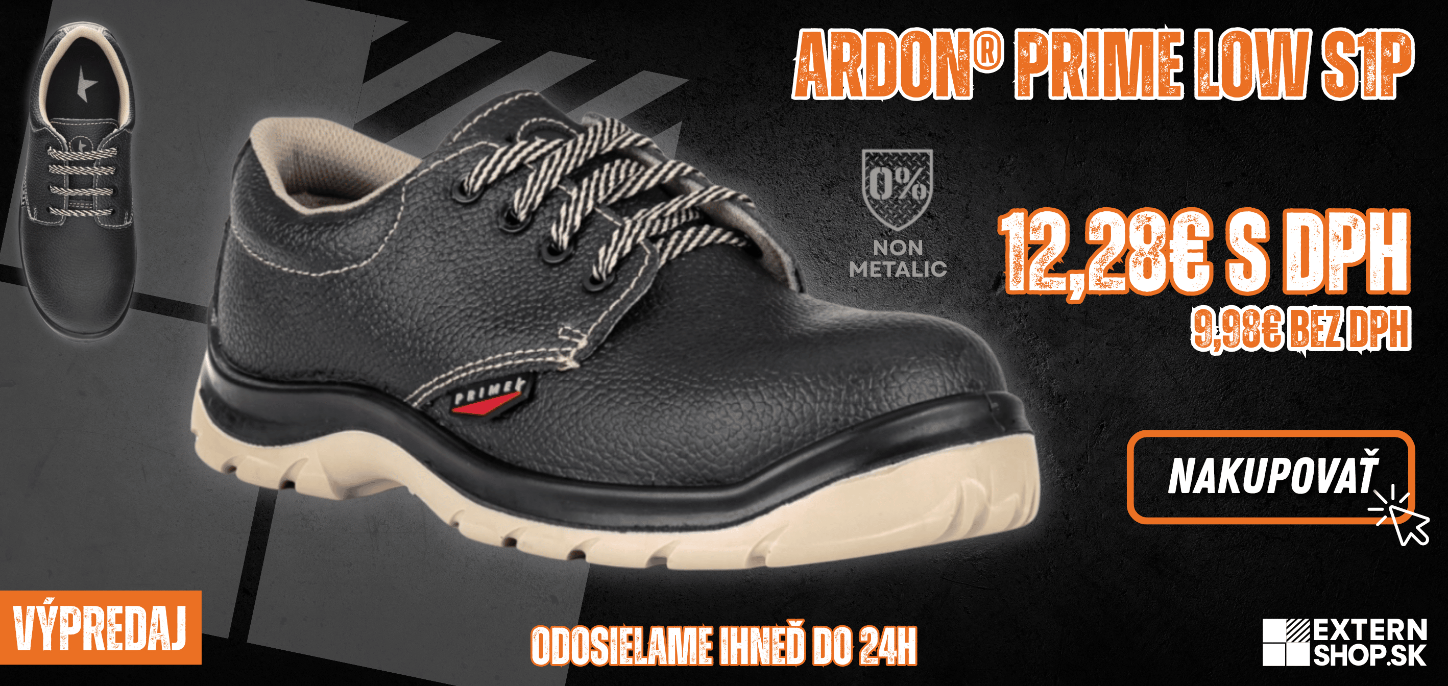 Bezpečnostná obuv PRIME LOW S1P bez kovových častí , G1301