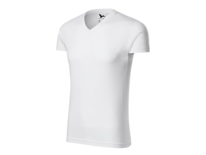 Slim Fit V-neck-biela