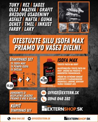 ŠPINA NEMÁ ŠANCU – ISOFA MAX JE TU! 🛠️🧼 Zabudnite na nekonečné drhnutie rúk. Či riešite brzdové usadeniny, dehet alebo...