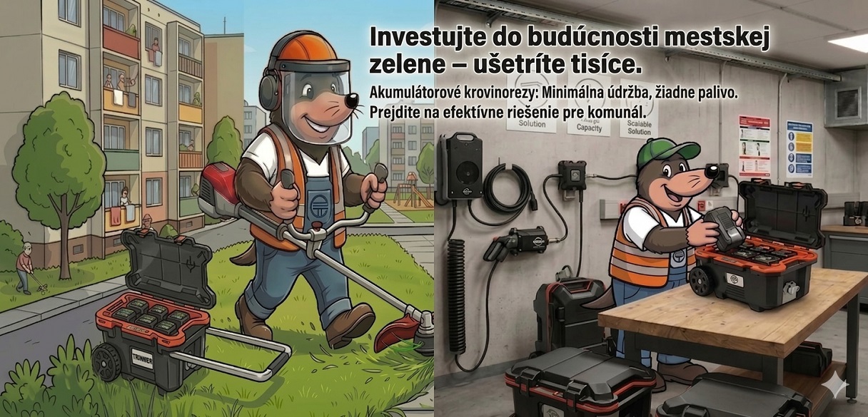 Kosba s aku krovinorezom  nabíjanie batérií